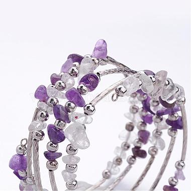 Five Loops Wrap Amethyst Beads Bracelets(BJEW-JB02589-05)-2