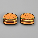 Hamburger Food Grade Eco-Friendly Silicone Focal Beads, Dark Orange, 24x29.5x7.5mm, Hole: 2.8mm(SIL-SZC0001-08)