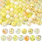 100Pcs Opaque & Transparent Acrylic Beads, Round, Yellow, 15~16mm, Hole: 2mm(MACR-CJ0002-09A)