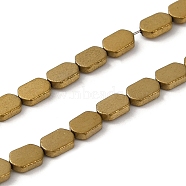 Electroplated Synthetic Non-Magnetic Hematite Beads Strands, Oval, Golden Plated, 4.5~5x3~3.5x1mm, Hole: 0.5mm, about 85pcs/strand, 16.34''(41.5cm)(G-E610-A01-G)