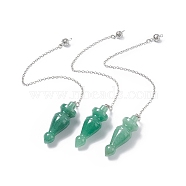 Natural Green Aventurine Pointed Dowsing Pendulums, with Rack Plating Brass Findings, Cadmium Free & Lead Free, Cone, 232x2.5mm, Hole: 1.2~1.8mm(AJEW-B020-03P-01)