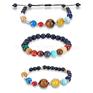 3Pcs 3 Styles Natural & Synthetic Mixed Gemstone & Plastic Beaded Stretch Bracelet & Braided Bead Bracelet, Chakra Jewelry for Women, Inner Diameter: 1-3/4~3-1/4 inch(4.55~8.2cm), 1Pc/style(BJEW-AN0001-28)