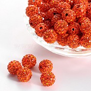 Pave Disco Ball Beads, Polymer Clay Rhinestone Beads, Round, Hyacinth, PP13(1.9~2mm), 6 Rows Rhinestone, 10mm, Hole: 1.5mm(RB-A130-10mm-6)