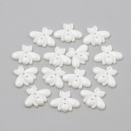 2-Hole Acrylic Buttons, Bees, White, 17x22x3mm, Hole: 1.5~2mm(X-BUTT-Q037-15L)
