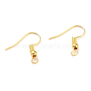 Golden Iron Earring Hooks, with Horizontal Loop, Dangle Earring Findings, Nickel Free, Size: about 18mm high, 0.8mm thick, Hole: 3mm(X-E135-NFG)