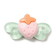 Translucent Resin Cabochons, Strawberry with Wings, Light Green, 14.5~15x26x7~7.5mm(RESI-C035-02B)
