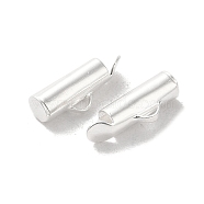 Brass Cord Ends, Column, 925 Sterling Silver Plated, 15x4mm, Hole: 1.5mm, Inner Diameter: 3mm(FIND-Z039-22C-S)