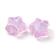 Luminous Transparent Acrylic Beads, Glitter Beads, Glow in the Dark, Star, Plum, 10x11x6mm, Hole: 2mm(MACR-D024-24B)