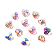 Electroplate Glass Charms, AB Color Plated, Faceted Heart, Violet, 10x10x5~5.5mm, Hole: 1~1.2mm(GGLA-Z002-02K)