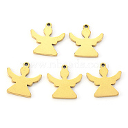 Vacuum Plating 304 Stainless Steel Charms, Laser Cut, Angel, Golden, 13.5x13x1mm, Hole: 1.2mm(STAS-N092-93G)