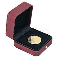 Imitation Leather Storage Box with Velvet Inside, for Commemorative Coin, Square, Pale Violet Red, 90x90x47mm, Inner Diameter: 45mm(CON-WH0095-77A-01)