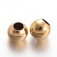 Round Brass Spacer Beads, Golden, 3mm, Hole: 1mm(KK-L129-37G)