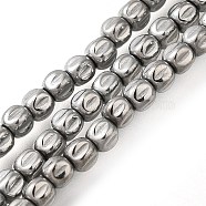 Electroplated Synthetic Non-magnetic Hematite Beads Strands, Pumpkin, Platinum Plated, 3.5~4x3.5mm, Hole: 0.8mm, about 107~112pcs/strand, 15.75~15.91 inch(40~40.4cm)(G-C154-A01-01K)