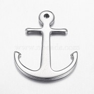 304 Stainless Steel Pendants, Anchor, Stainless Steel Color, 32x26x2mm, Hole: 2mm(STAS-E136-10)