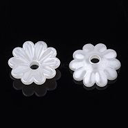 10-Petal ABS Plastic Imitation Pearl Bead Caps, Flower, Creamy White, 10x3mm, Hole: 1.6mm(OACR-S020-23)
