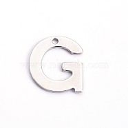 304 Stainless Steel Letter Charms, Letter.G, 11x9.5x0.8mm, Hole: 1mm(X-STAS-O072-G)