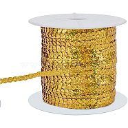 AB-Color Plastic Paillette Beads, Sequins Beads, Ornament Accessories, Flat Round, Gold, 6mm, about 100yards/roll(PVC-PH0001-14D)