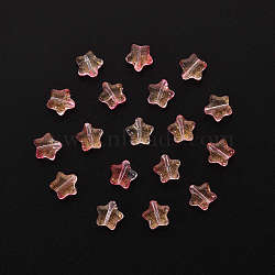 20Pcs Spray Painted Glass Beads, with Glitter Powder, Star, Pink, 8x8.5x4mm, Hole: 1mm(GLAA-YW0001-13)