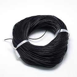Spray Painted Cowhide Leather Cords, Black, 1.5mm, about 100yards/bundle(300 feet/bundle)(WL-R001-1.5mm-01)