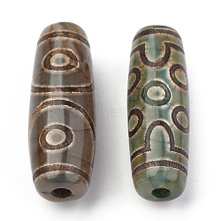 Tibetan Style dZi Beads, Natural Agate Beads, Dyed & Heated, Oval, 7-Eye, 28.5~32x10~12.5mm, Hole: 1.5~3mm(TDZI-E004-27)