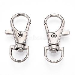 Alloy Swivel Lobster Claw Clasps, Swivel Snap Hook, Fine Jewelry Findings, Cadmium Free & Lead Free, Platinum, 34.5x17x5.5mm, Hole: 6x9mm(FIND-T069-01B-P)