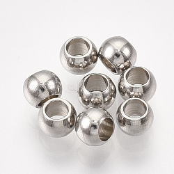304 Stainless Steel Beads, Round, Stainless Steel Color, 4x3mm, Hole: 2mm(STAS-T008-230P)
