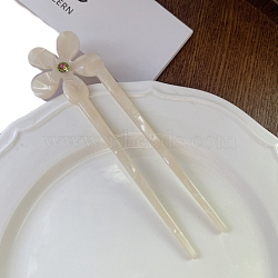 Cellulose Acetate Hair Forks, Hairpin Hair Accessory, Flower, Snow, 150mm(PW-WG60059-02)