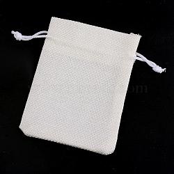 Polyester Imitation Burlap Packing Pouches Drawstring Bags, for Christmas, Wedding Party and DIY Craft Packing, Creamy White, 9x7cm(ABAG-R005-9x7-21)