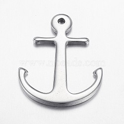 Tarnish Resistant 304 Stainless Steel Pendants, Anchor, Stainless Steel Color, 32x26x2mm, Hole: 2mm(STAS-E136-10)