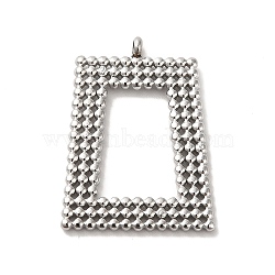 304 Stainless Steel Pendants, Trapezoid Charm, Stainless Steel Color, 27x20x1.5mm, Hole: 1.8mm(STAS-M312-03P)