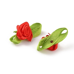 Polyester Rose Ornaments, for DIY Hair Accessories, Clothing Decoration, Costume, Red, 27.5~29x14~16x7.5mm(DIY-WH0308-242B)