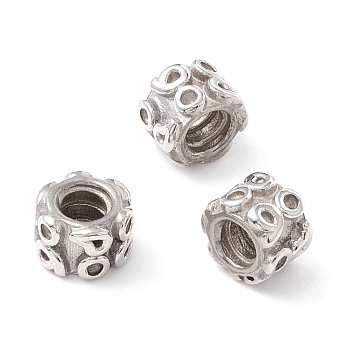 304 Stainless Steel European Beads, Large Hole Beads, Manual Polishing, Column, Stainless Steel Color, 9.5x6.5mm, Hole: 4.5mm