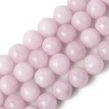 Natural Quartz Beads Strands, Dyed & Heated, Imitation Kunzite Color, Round, Plum, 10mm, Hole: 1.2mm, about 38pcs/Strand, 14.96 inch(38cm)