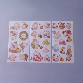 Kawaii DIY Picture Stickers, Rabbit Family Comic Strip, Colorful, 200x100mm