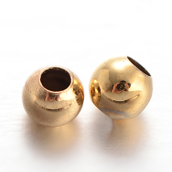 Round Brass Spacer Beads, Golden, 3mm, Hole: 1mm