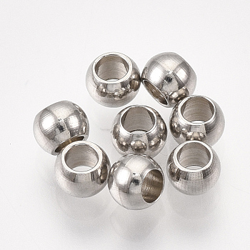 304 Stainless Steel Beads, Round, Stainless Steel Color, 4x3mm, Hole: 2mm