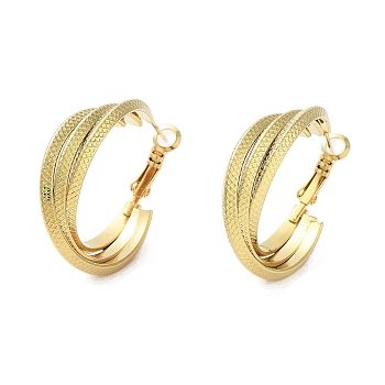 PVD Vacuum Plating 202 Stainless Steel Hoop Earrings, with 304 Stainless Steel Pins, Golden, 33.5x9mm