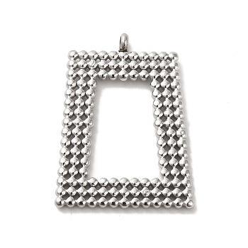 304 Stainless Steel Pendants, Trapezoid Charm, Stainless Steel Color, 27x20x1.5mm, Hole: 1.8mm