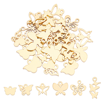 Unicraftale 304 Stainless Steel Charms, Laser Cut, Butterfly, Golden, 24pcs/box