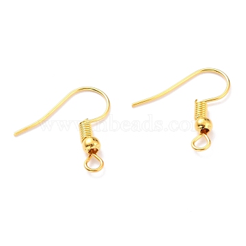 Golden Iron Earring Hooks, Dangle Earring Findings, Nickel Free, Size: about 18mm high, 0.8mm thick, Hole: 3mm(X-E135-NFG)