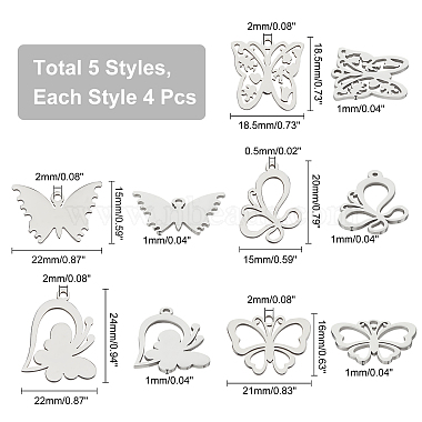 Unicraftale 20Pcs 5 Style 304 & 201 Stainless Steel Pendants(STAS-UN0030-30)-2