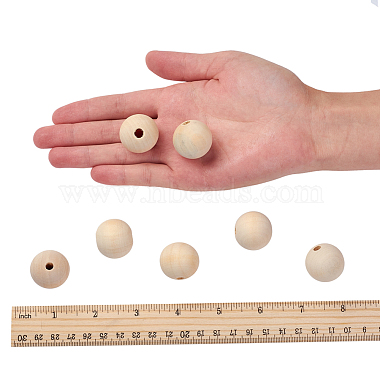 Unfinished Natural Wood Beads Spacer Craft Beads for DIY Macrame Rosary Jewelry(X-WOOD-S651-25mm-LF)-3