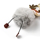 Imitation Rex Rabbit Fur & PU Leather Christmas Reindeer Pendant Keychain(KEYC-K018-03KCG-01)-3