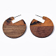 Transparent Resin & Walnut Wood Stud Earrings(EJEW-T010-01)-3
