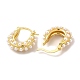Rack Plating Brass Teardrop Hoop Earrings with Plastic Imitation Pearl Beaded for Women(EJEW-G342-05G)-2