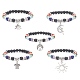 Natural Mixed Gemstone Round Beaded Stretch Bracelets with Alloy Charms(BJEW-JB09403)-1