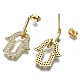 Brass Micro Pave Clear Cubic Zirconia Dangle Stud Earrings(EJEW-S208-118-NF)-2