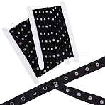 5 Yards Cotton Herringbone Ribbon with Platinum Tone Alloy Snap Buttons, for Clothes Sewing, Black, 3/4 inch(20mm)(OCOR-CY0001-24A)