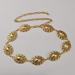 Tibetan Style Zinc Alloy Embossed Oval Link Waist Belly Chains, Antique Golden, 610mm(AJEW-WH0063-570AG)