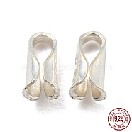 925 Sterling Silver Cord End, Folding Crimp Ends, with S925 Stamp, Silver, 3.5x1.5x1.5mm, Hole: 0.8mm(STER-Q191-06A-S)